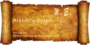 Miklós Erika névjegykártya